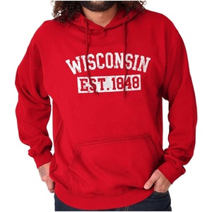 Wisconsin Distressed Athletic State Hoodie Sweatshirt Women Men