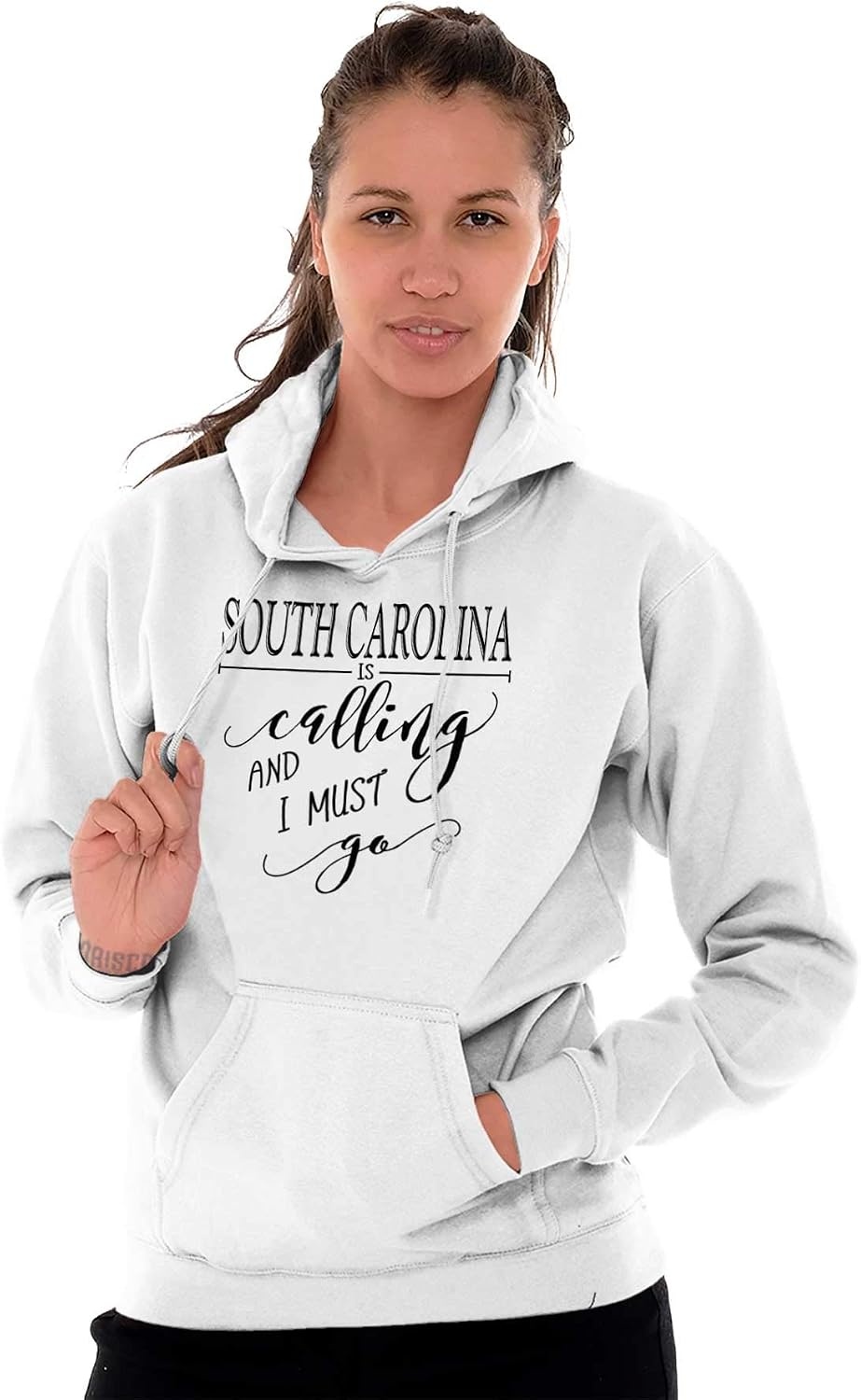 image:imageBrisco Brands USA State is Calling and I Must Go Hoodie Sweatshirt WomenWhite
