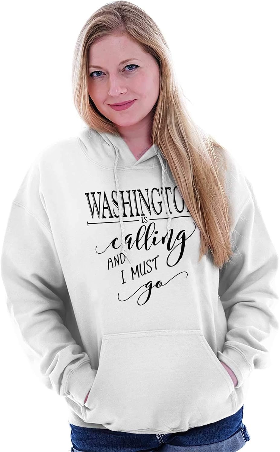 image:imageBrisco Brands USA State is Calling and I Must Go Hoodie Sweatshirt WomenWhite