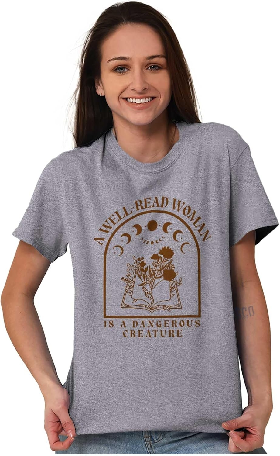 image:imageA Well Read Woman is Dangerous Womens Graphic T Shirt TeesSport Grey