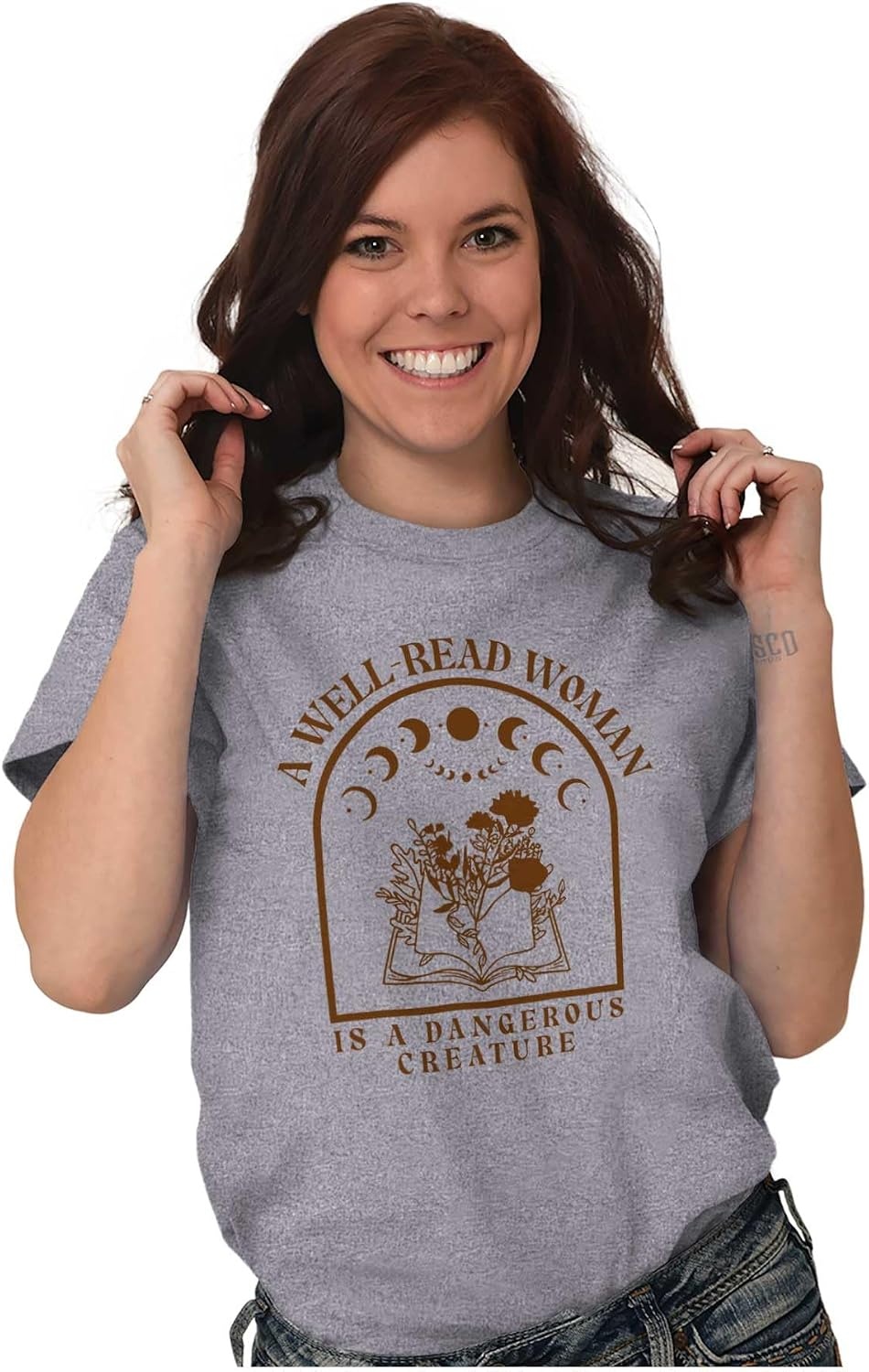 image:imageA Well Read Woman is Dangerous Womens Graphic T Shirt TeesSport Grey