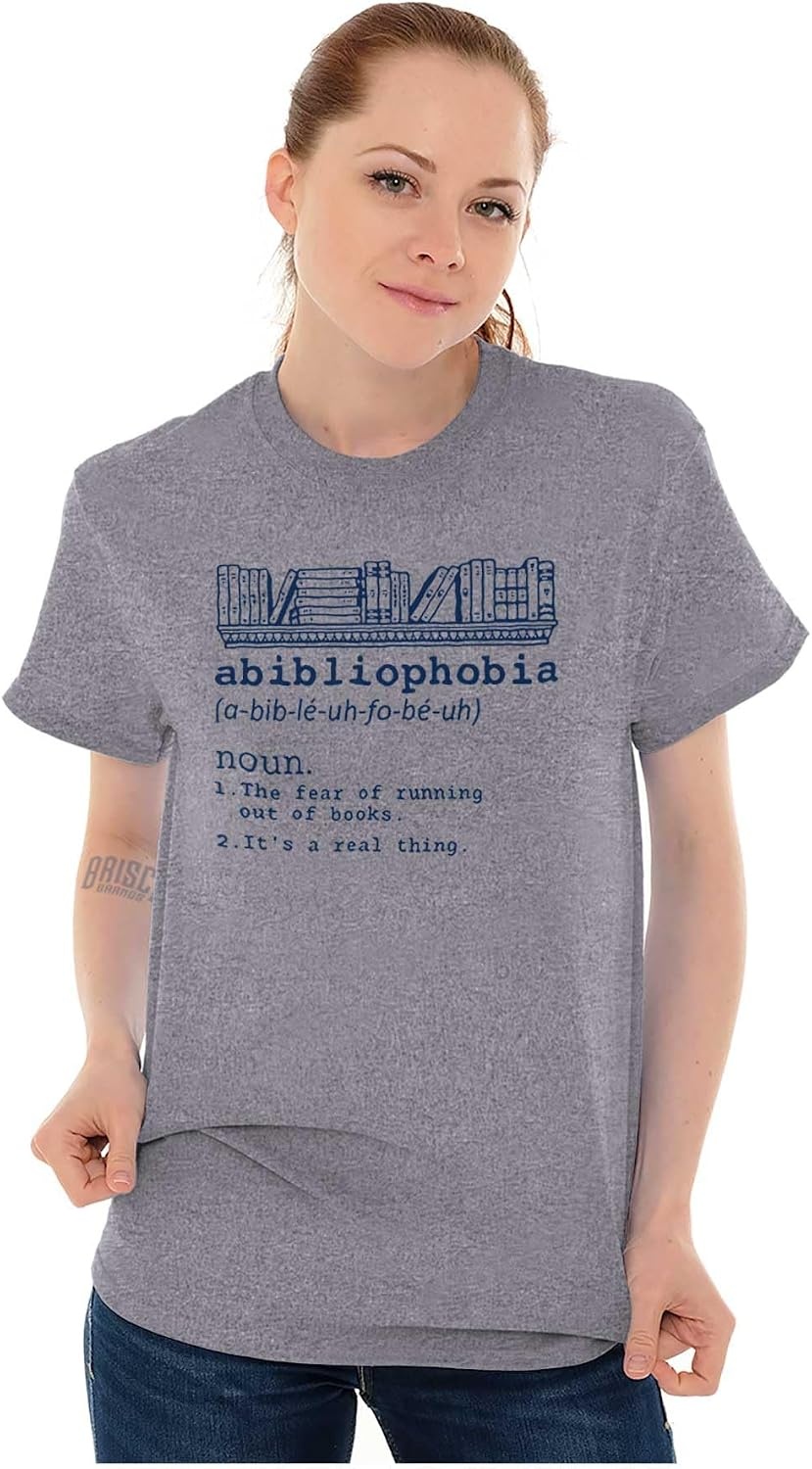 image:imageAbibliophobia Definition Reader Humor Graphic T Shirt Men or WomenSport Grey