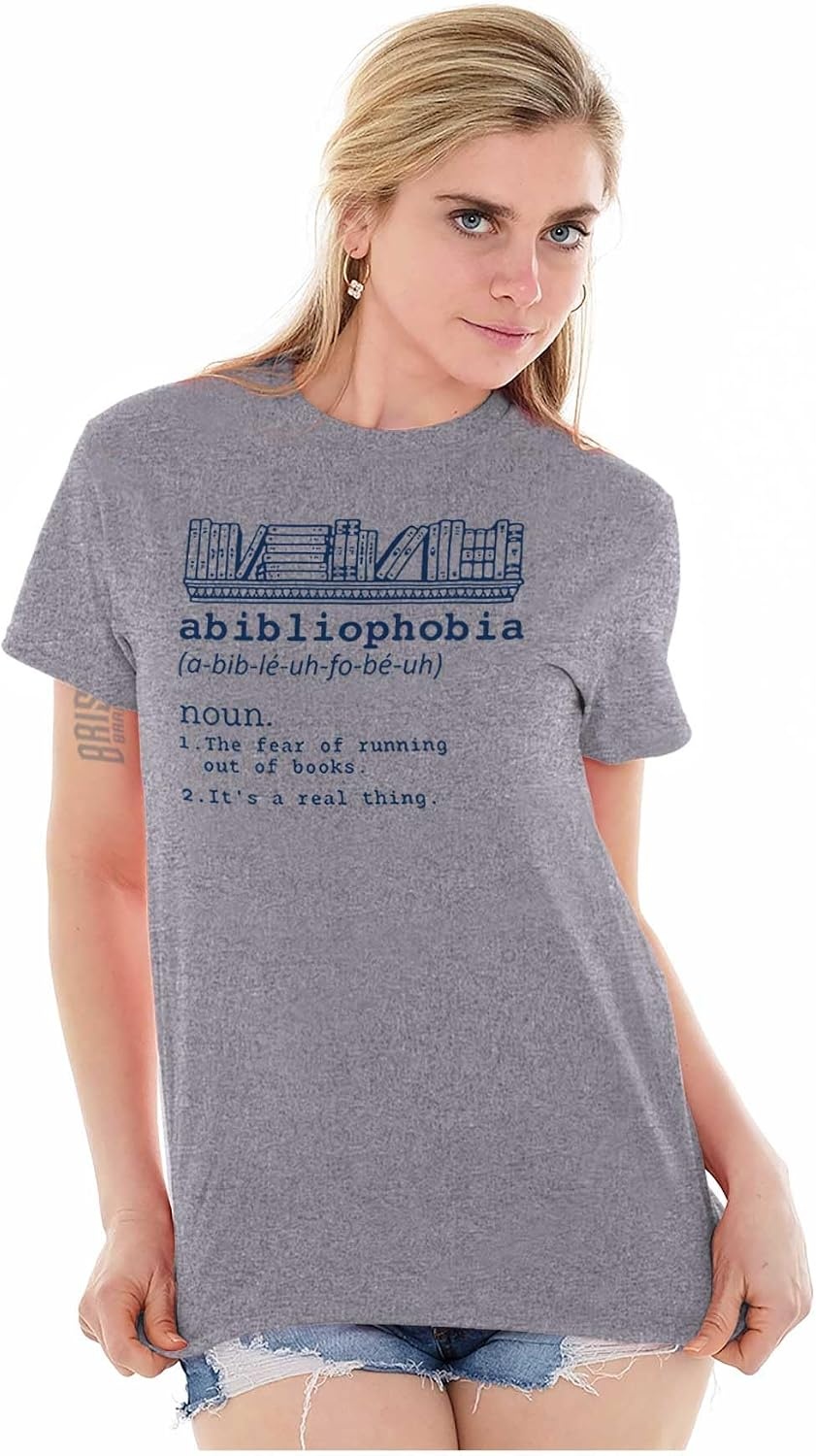 image:imageAbibliophobia Definition Reader Humor Graphic T Shirt Men or WomenSport Grey