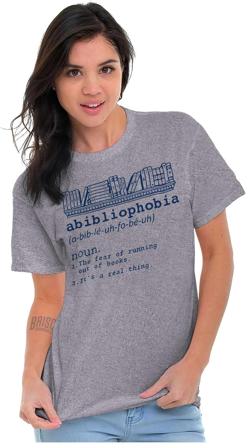 image:imageAbibliophobia Definition Reader Humor Graphic T Shirt Men or WomenSport Grey