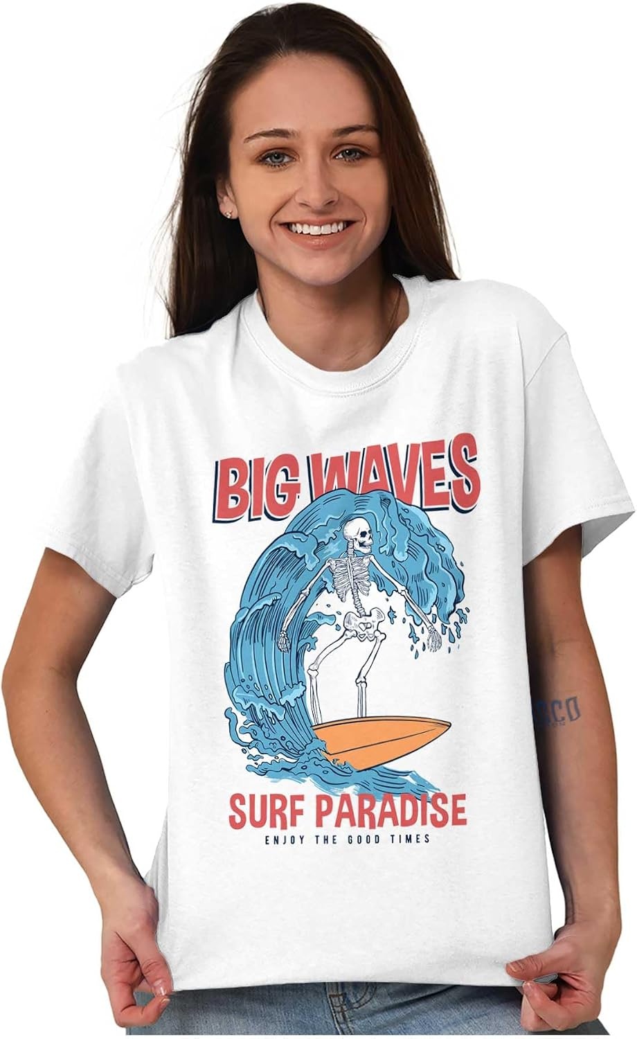 image:imageBig Waves Surf Paradise Skeleton Graphic T Shirt Men or WomenWhite