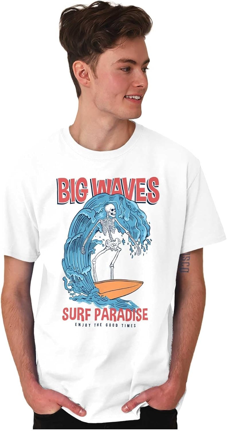 image:imageBig Waves Surf Paradise Skeleton Graphic T Shirt Men or WomenWhite