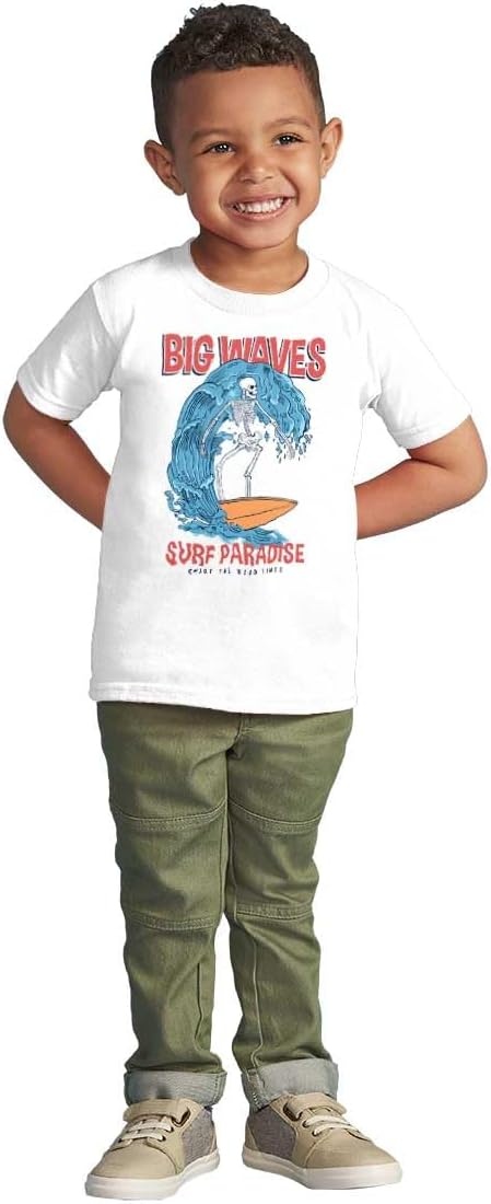 image:imageBig Waves Surf Paradise Skeleton Toddler Baby Graphic T ShirtWhite