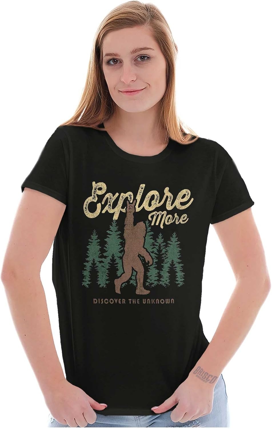 image:imageBigfoot Explore More Nature Outdoors Womens Slim Fit Graphic TeeBlack