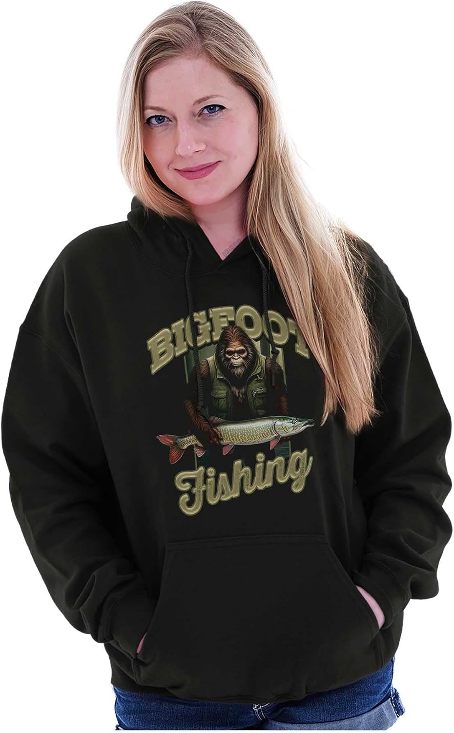 image:imageBigfoot Fishing Outdoor Adventure Hoodie Hooded Sweatshirt MenBlack