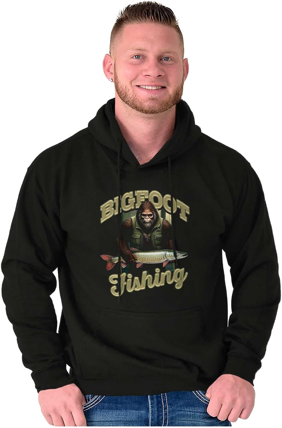 image:imageBigfoot Fishing Outdoor Adventure Hoodie Hooded Sweatshirt MenBlack