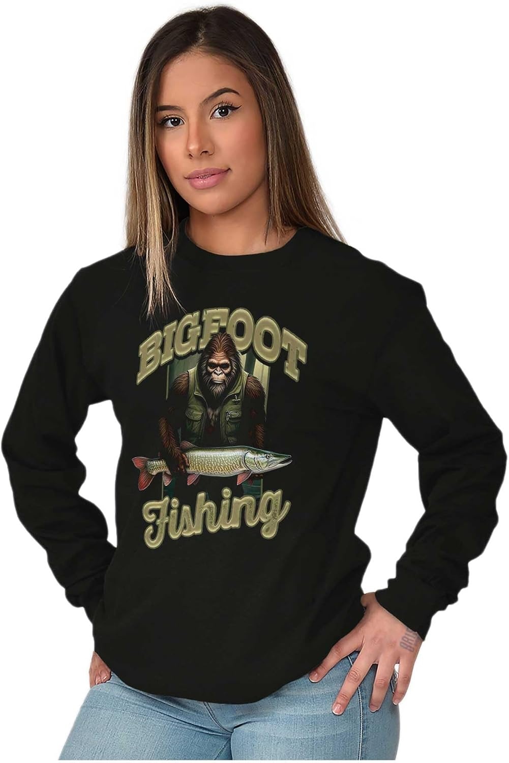 image:imageBigfoot Fishing Outdoor Adventure Mens Long Sleeve Tee T ShirtBlack