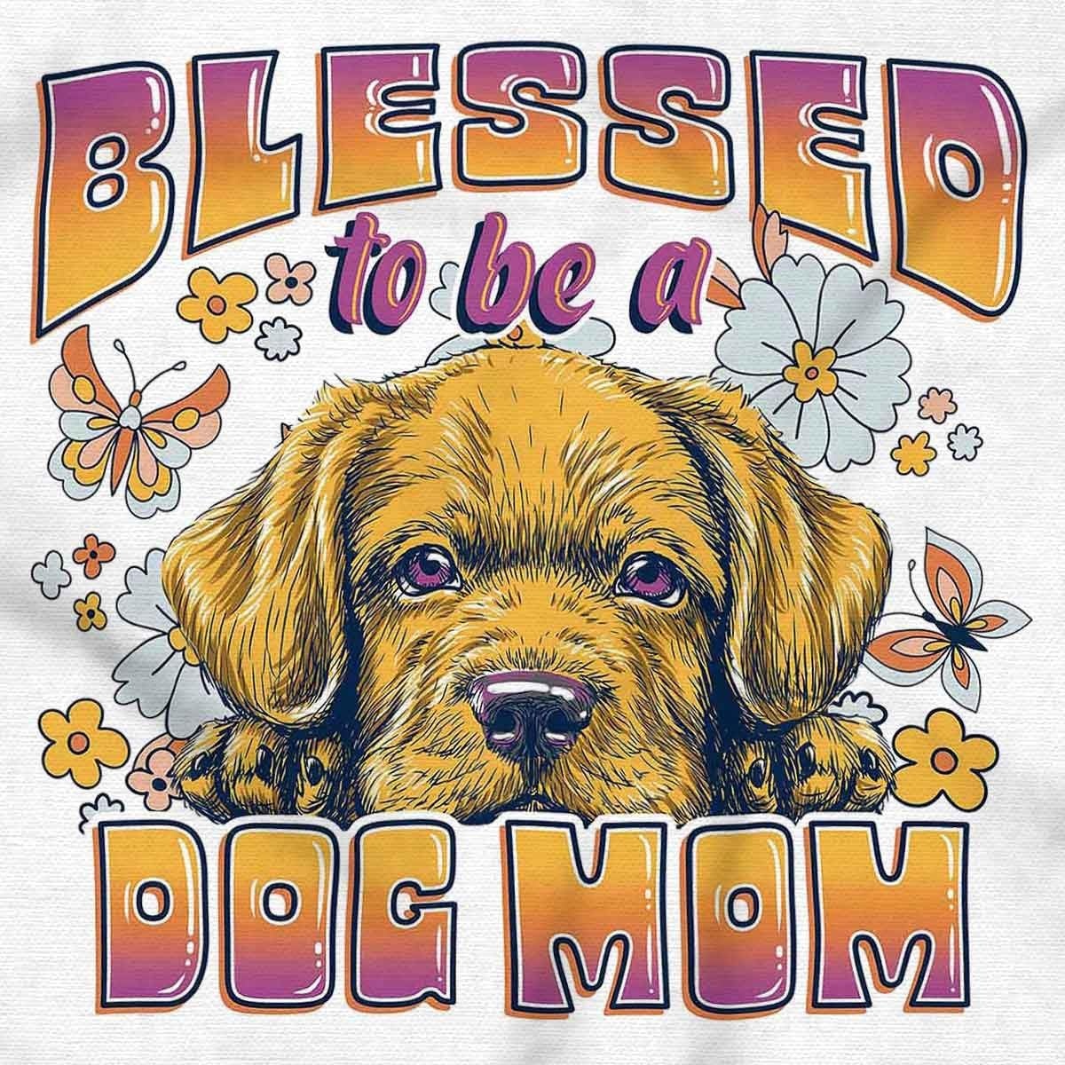 image:imageBlessed To Be A Dog Mom Cute Florals Women Crewneck SweatshirtWhite