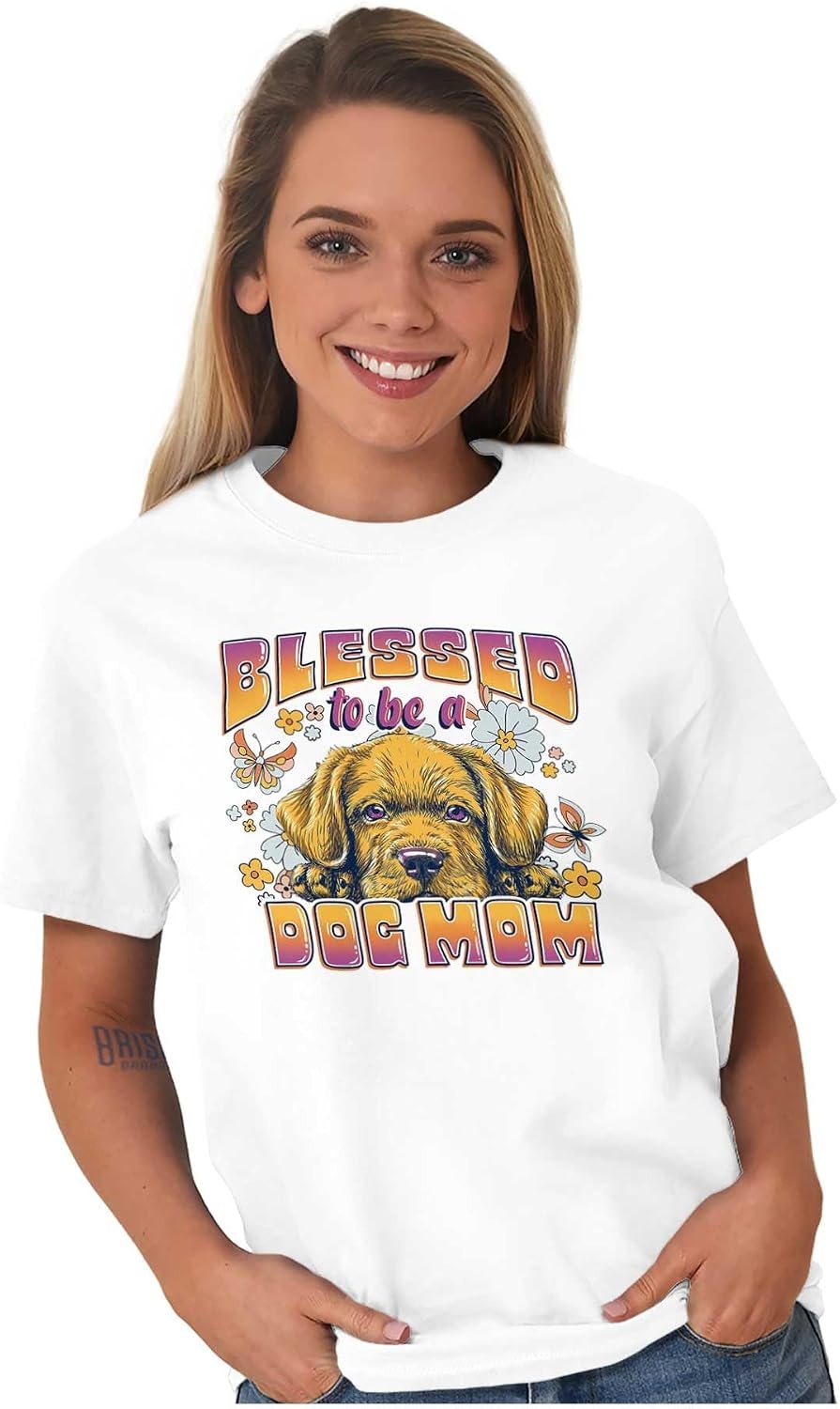 image:imageBlessed to Be A Dog Mom Cute Florals Womens Graphic T Shirt TeesWhite