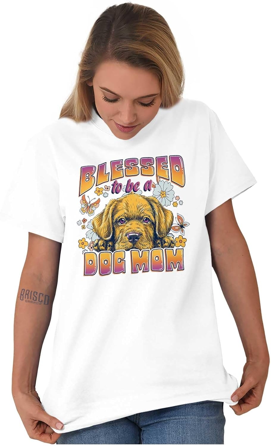 image:imageBlessed to Be A Dog Mom Cute Florals Womens Graphic T Shirt TeesWhite