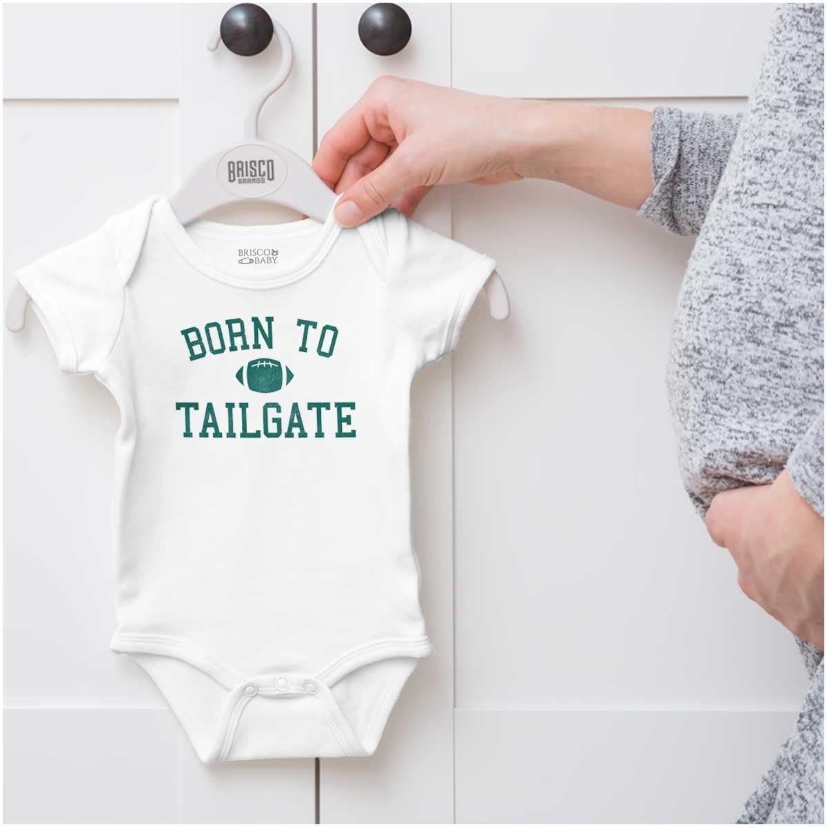 image:imageBorn to Tailgate Football Sports Fan Baby Romper Boys or GirlsWhite