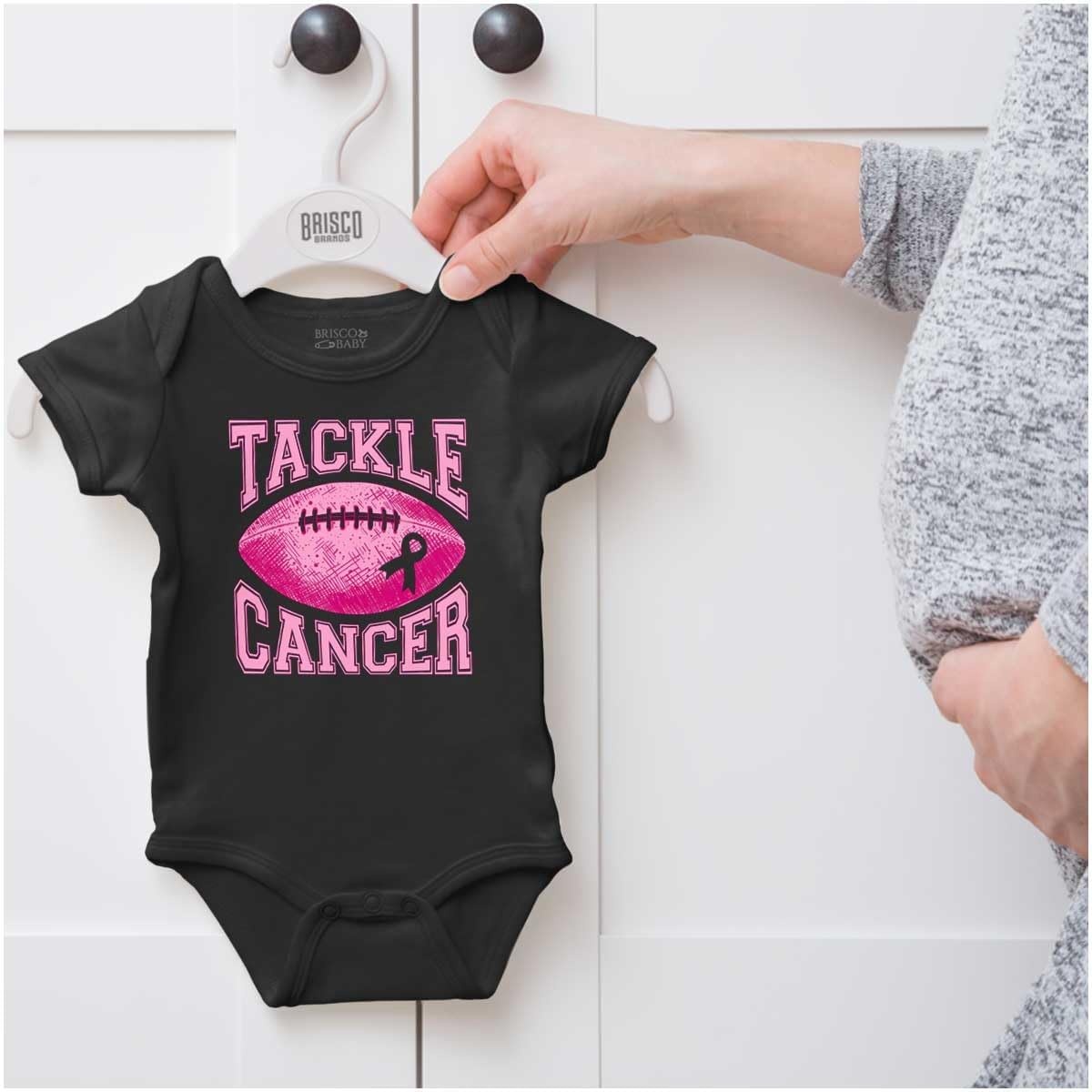 image:imageBreast Cancer Tackle Cancer Football Baby Bodysuit Jumper GirlsBlack