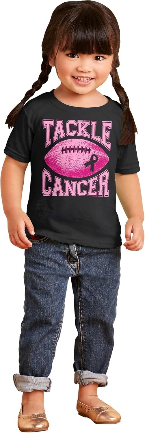 image:imageBreast Cancer Tackle Cancer Football Toddler Baby Girl T ShirtBlack