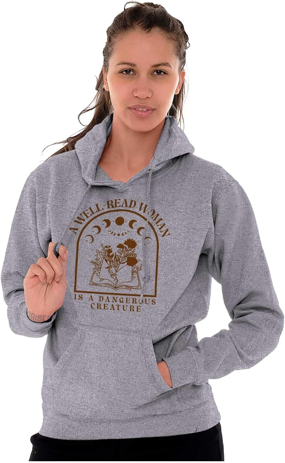 image:imageBrisco Brands A Well Read Woman Is Dangerous Hoodie Sweatshirt WomenSport Grey