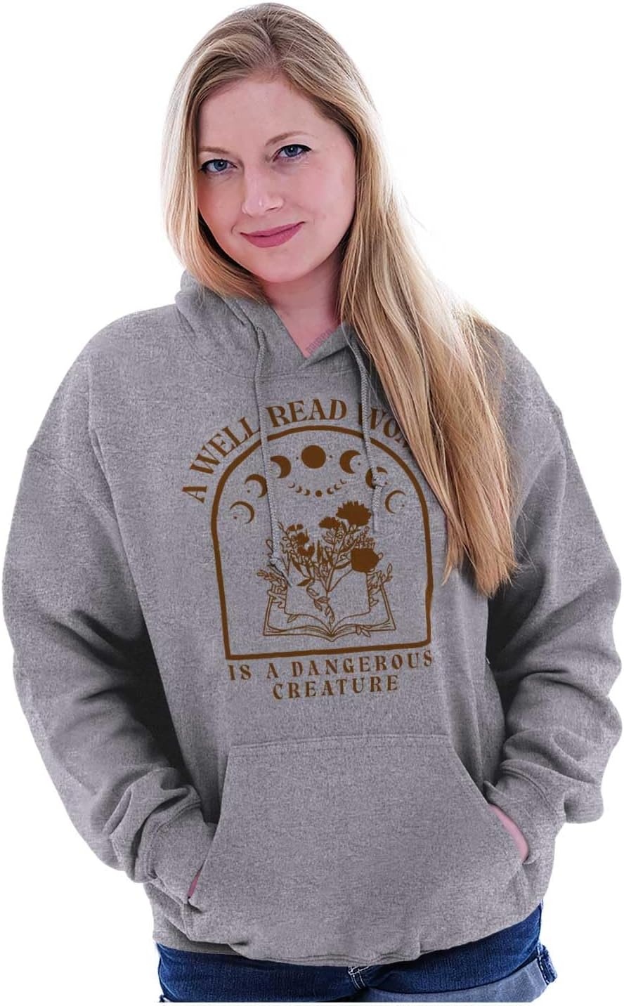 image:imageBrisco Brands A Well Read Woman Is Dangerous Hoodie Sweatshirt WomenSport Grey
