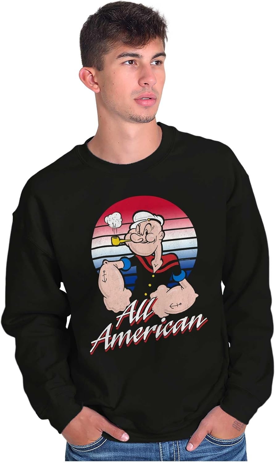image:imageBrisco Brands All American Popeye The Sailor Man Sweatshirt for Men or WomenBlack