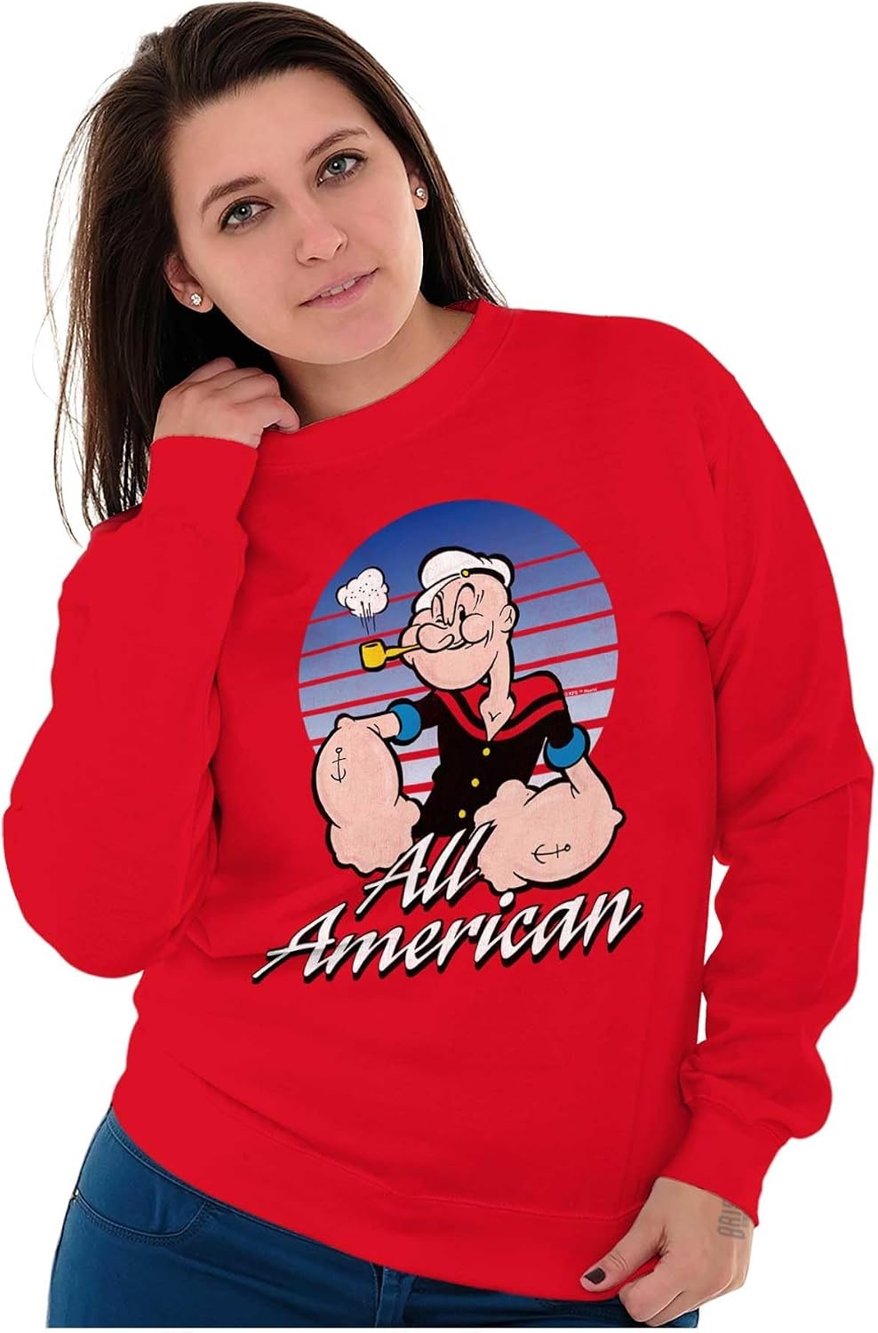 image:imageBrisco Brands All American Popeye The Sailor Man Sweatshirt for Men or WomenRed