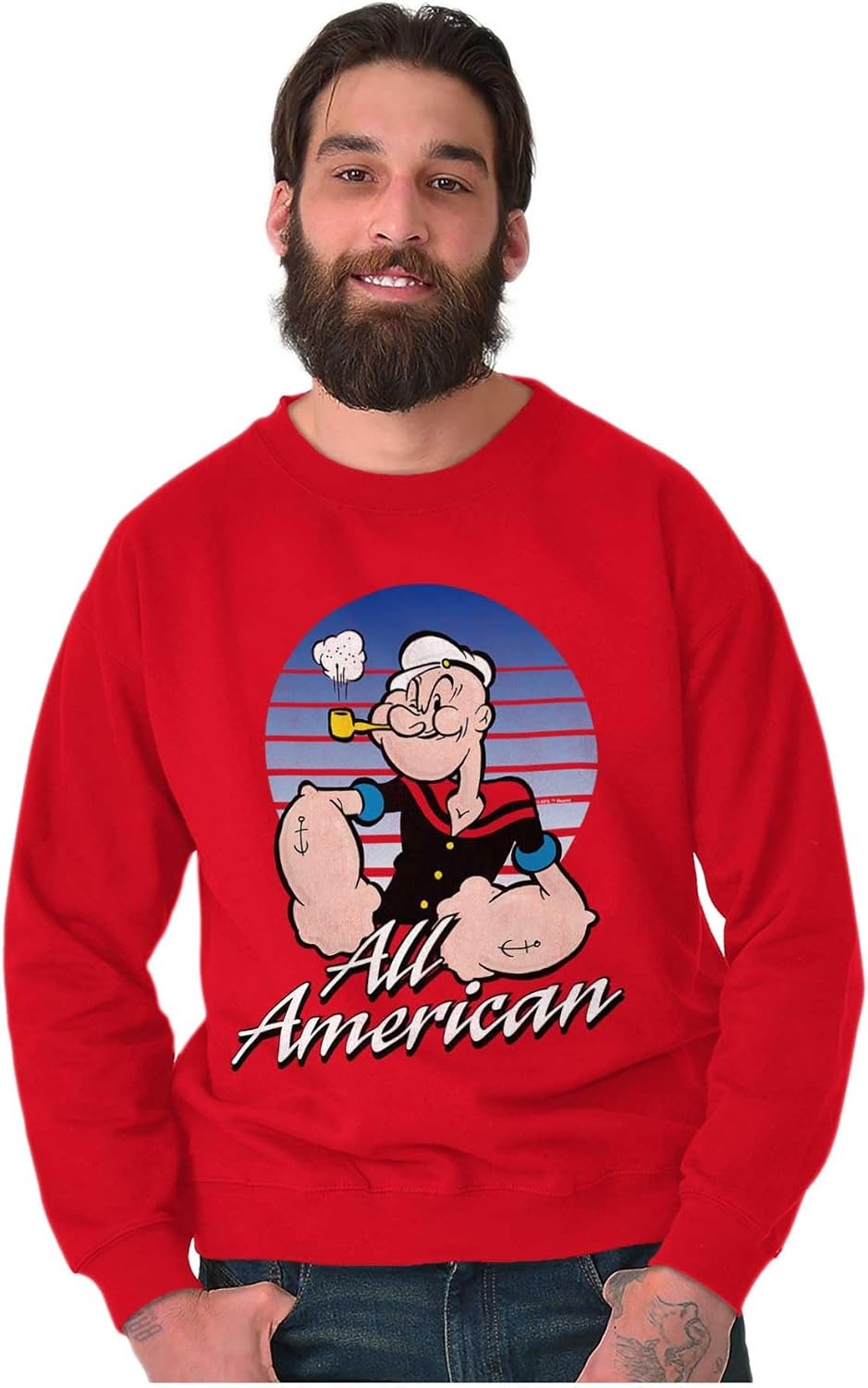 image:imageBrisco Brands All American Popeye The Sailor Man Sweatshirt for Men or WomenRed