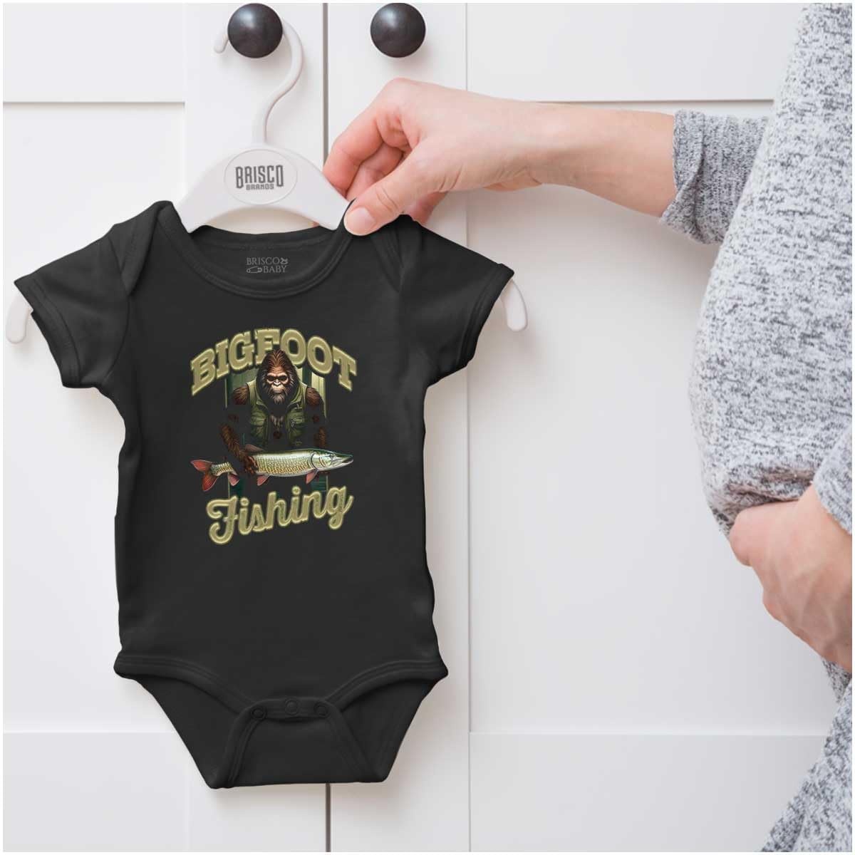image:imageBrisco Brands Bigfoot Fishing Outdoor Adventure Baby Bodysuit Jumper BoysBlack