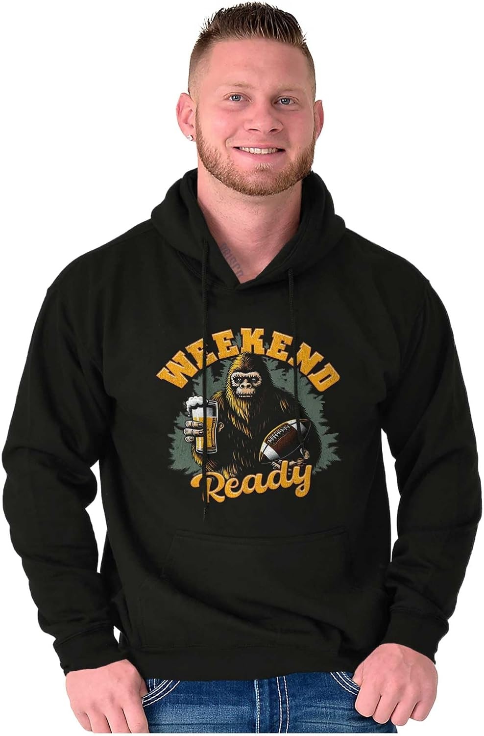 image:imageBrisco Brands Bigfoot Football Weekend Ready Hoodie Hooded Sweatshirt MenBlack