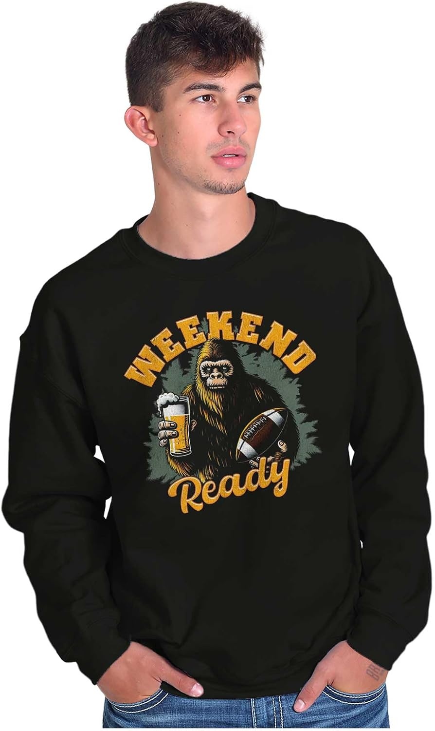 image:imageBrisco Brands Bigfoot Football Weekend Ready Mens Crewneck SweatshirtBlack