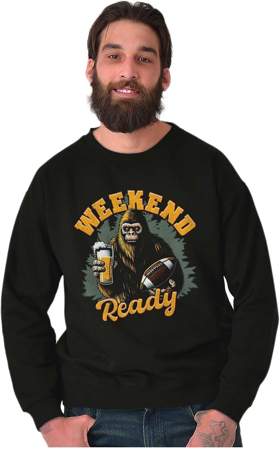 image:imageBrisco Brands Bigfoot Football Weekend Ready Mens Crewneck SweatshirtBlack