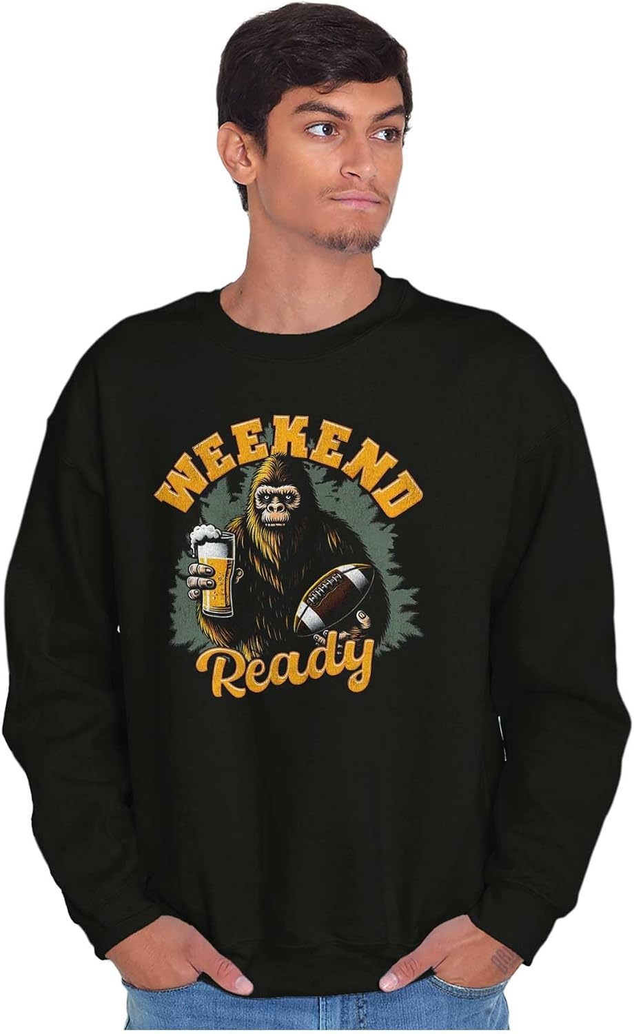 image:imageBrisco Brands Bigfoot Football Weekend Ready Mens Crewneck SweatshirtBlack