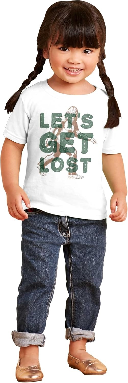 image:imageBrisco Brands Bigfoot Lets Get Lost Outdoors Toddler Baby Graphic T ShirtWhite