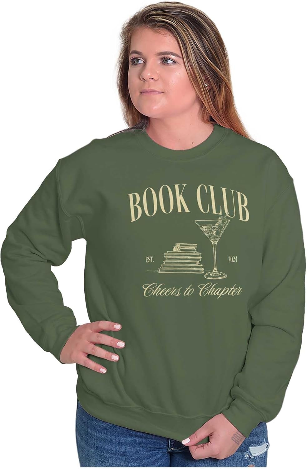 image:imageBrisco Brands Book Club Drinks Cheers To Chapters Women Crewneck Sweatshirt
