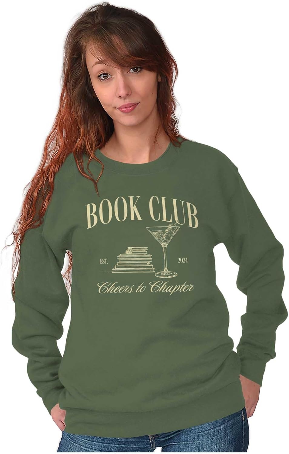 image:imageBrisco Brands Book Club Drinks Cheers To Chapters Women Crewneck Sweatshirt