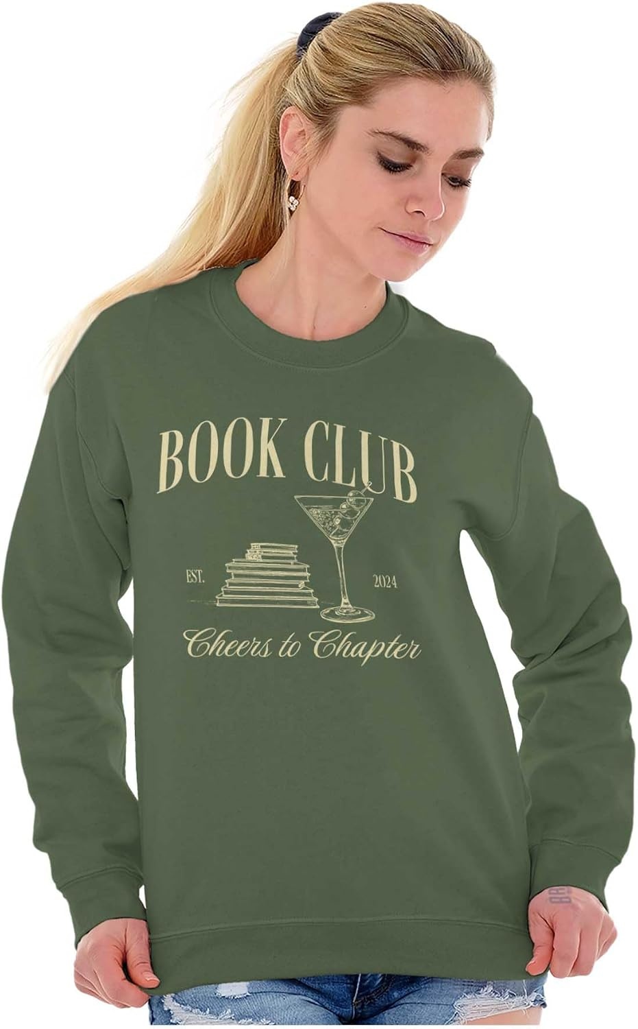 image:imageBrisco Brands Book Club Drinks Cheers To Chapters Women Crewneck Sweatshirt