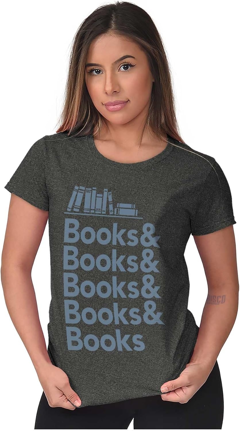 image:imageBrisco Brands Books Books Books Reading Lover Womens Slim Fit Graphic TeeBlack