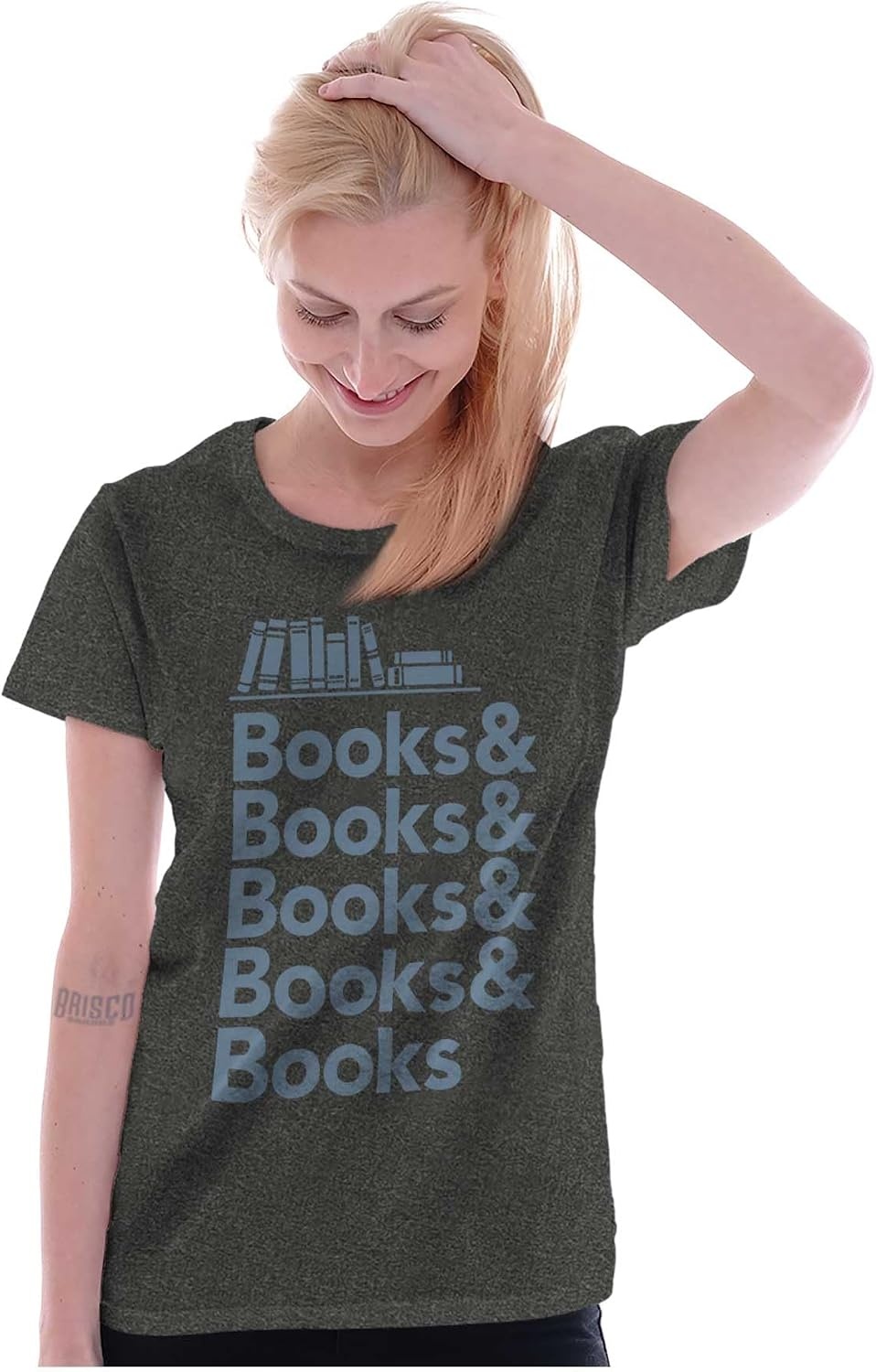 image:imageBrisco Brands Books Books Books Reading Lover Womens Slim Fit Graphic TeeBlack