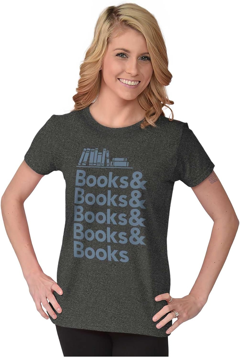 image:imageBrisco Brands Books Books Books Reading Lover Womens Slim Fit Graphic TeeBlack