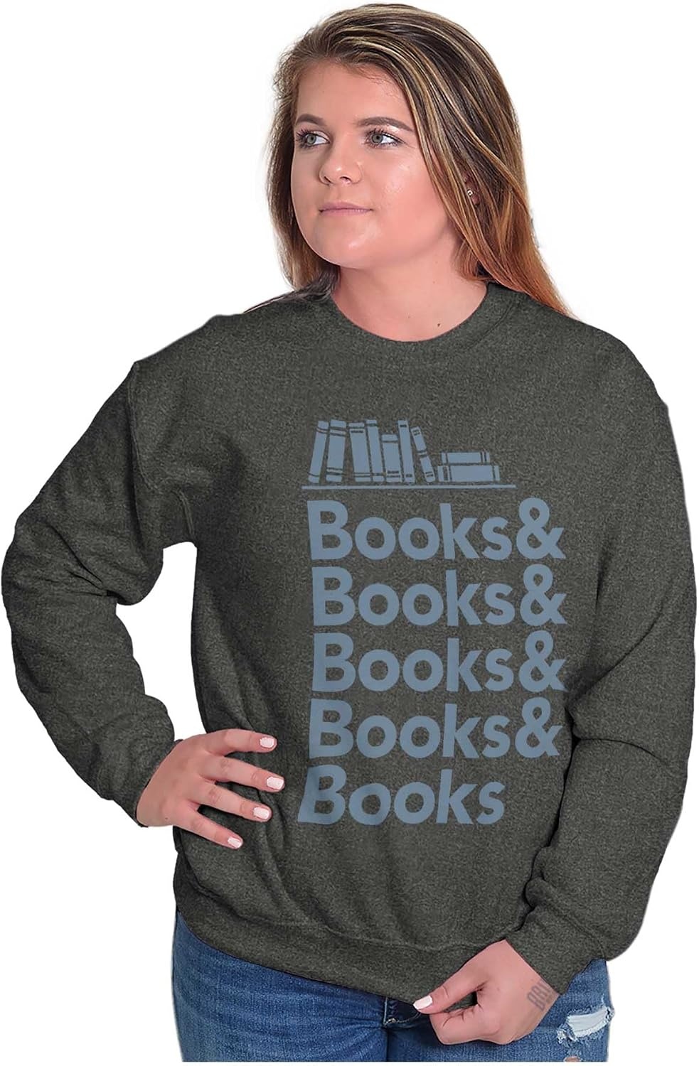 image:imageBrisco Brands Books Reading Lover Sweatshirt for Men or WomenBlack