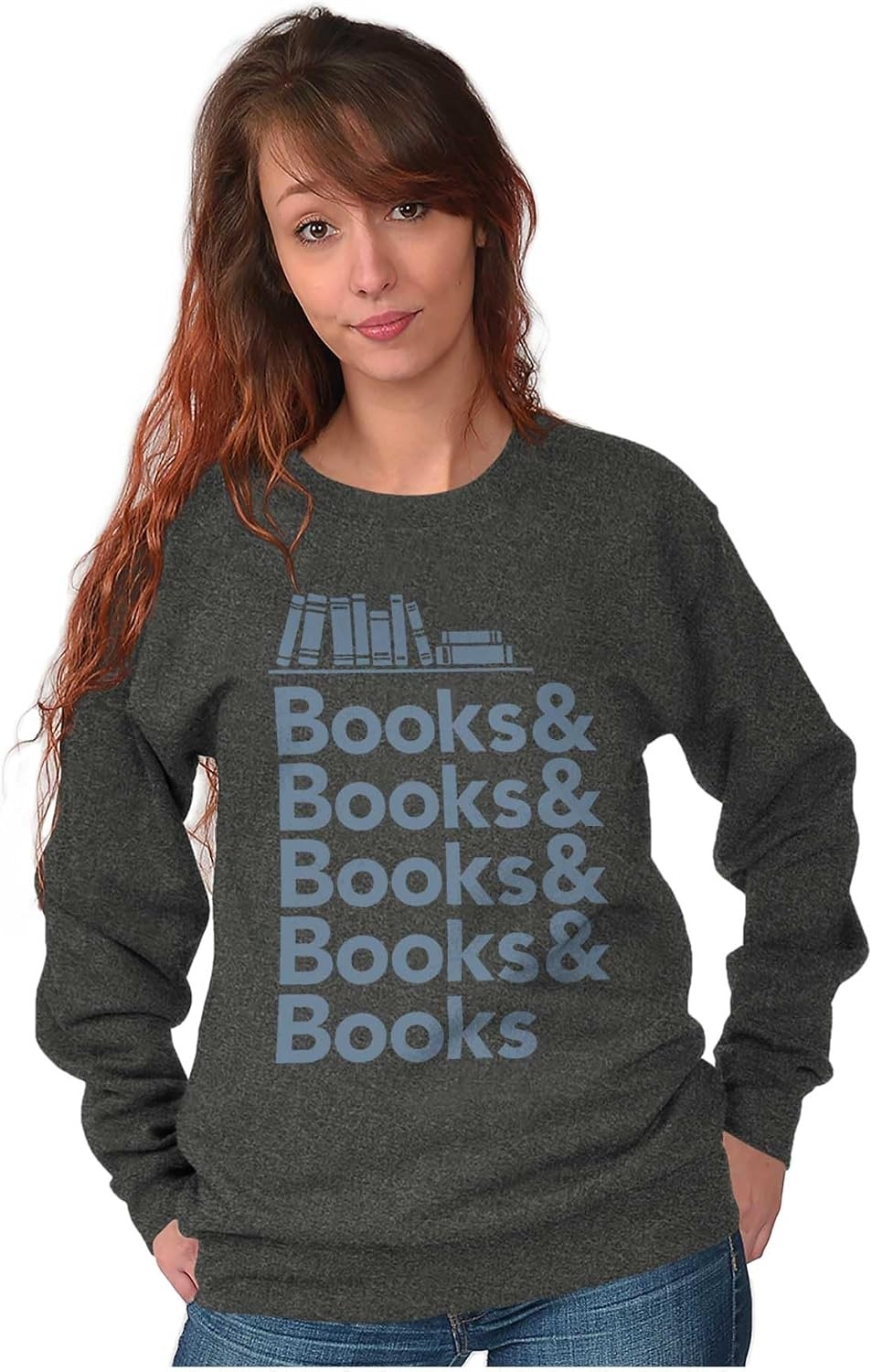 image:imageBrisco Brands Books Reading Lover Sweatshirt for Men or WomenBlack