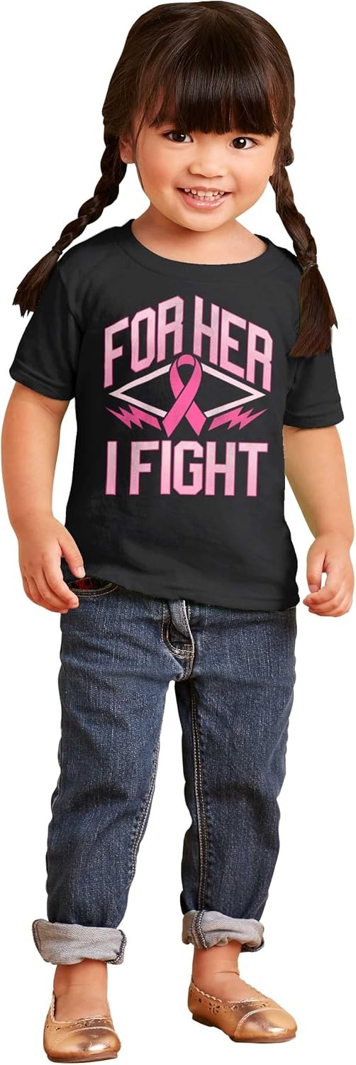 image:imageBrisco Brands Breast Cancer Pink for Her I Fight Toddler Baby Girl T ShirtBlack
