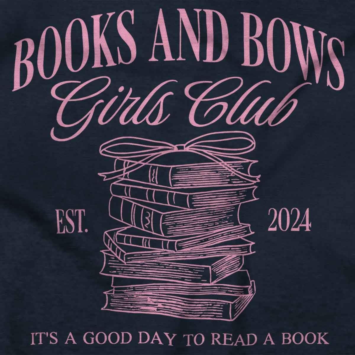 image:imageBrisco Brands Cute Books and Bows Girls Club Womens Graphic T Shirt TeesNavy