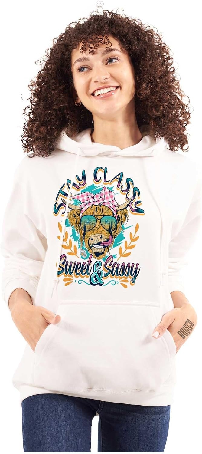 image:imageBrisco Brands Cute Stay Classy Sweet and Sassy Hoodie Sweatshirt WomenWhite