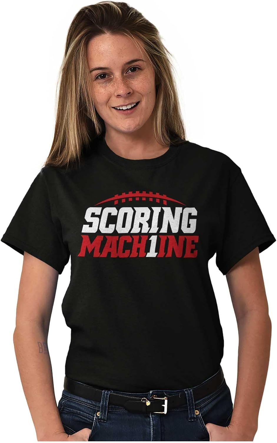 image:imageBrisco Brands Football Num 1 Scoring Machine Graphic T Shirt Men or WomenBlack