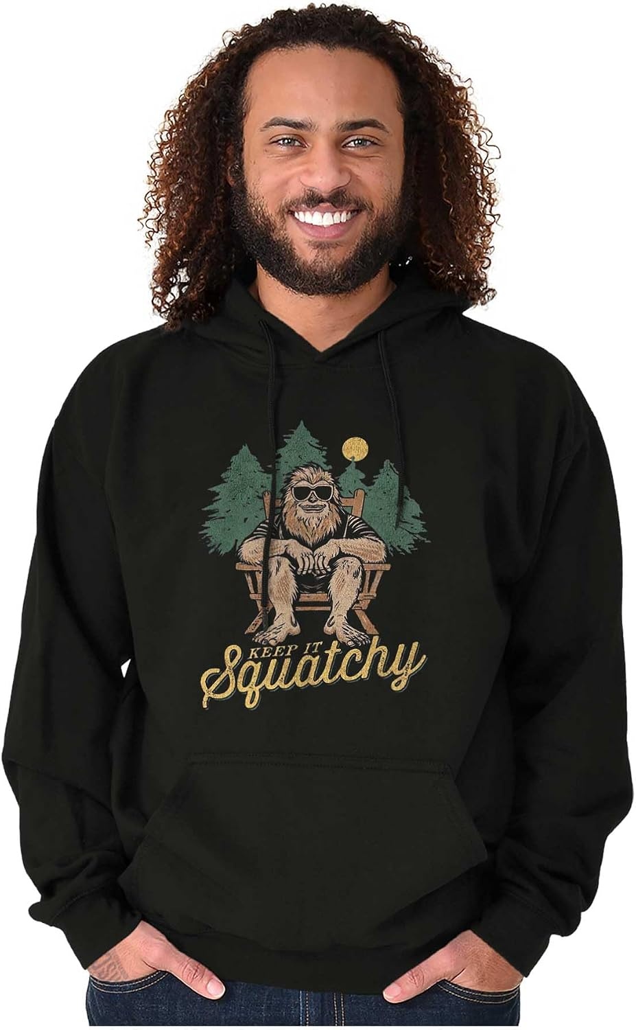 image:imageBrisco Brands Funny Bigfoot Keep It Squatchy Hoodie Sweatshirt Women MenBlack