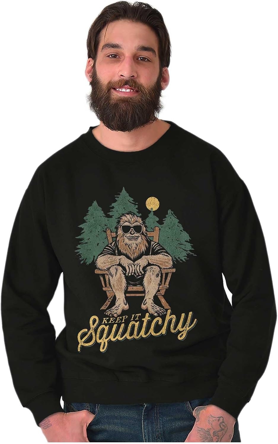 image:imageBrisco Brands Funny Bigfoot Keep It Squatchy Sweatshirt for Men or WomenBlack