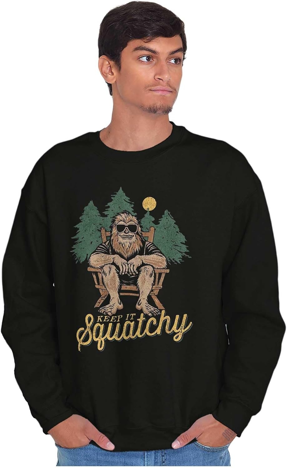 image:imageBrisco Brands Funny Bigfoot Keep It Squatchy Sweatshirt for Men or WomenBlack