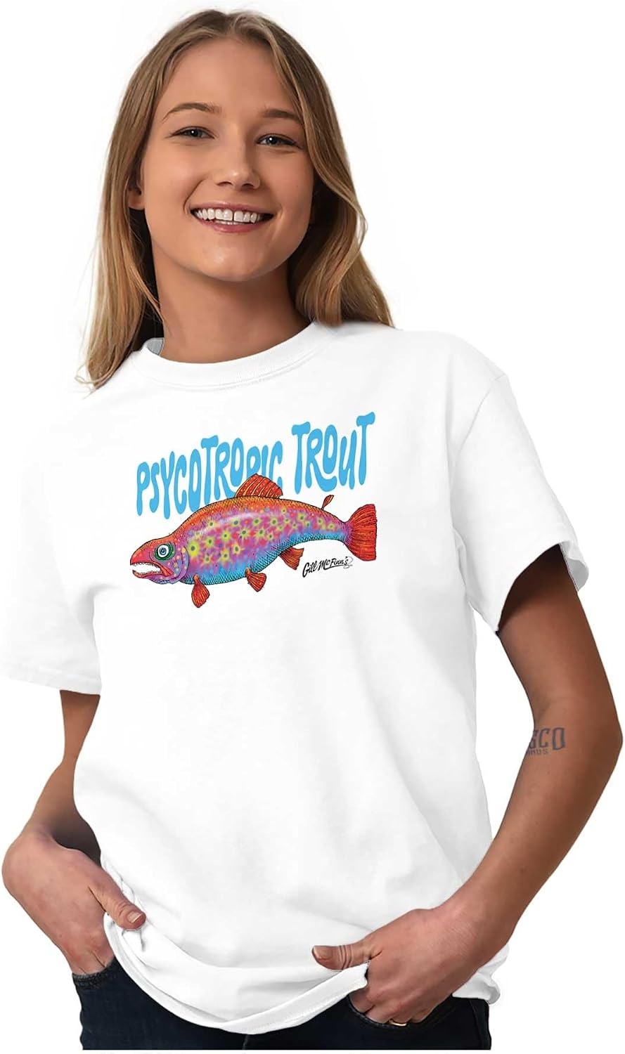 image:imageBrisco Brands Gill McFinns Psychotropic Trout Graphic T Shirt Men or WomenWhite