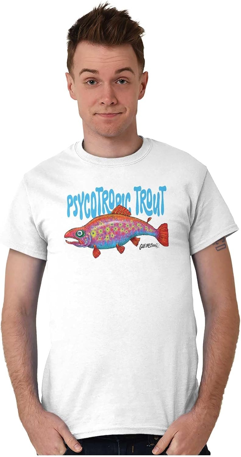 image:imageBrisco Brands Gill McFinns Psychotropic Trout Graphic T Shirt Men or WomenWhite