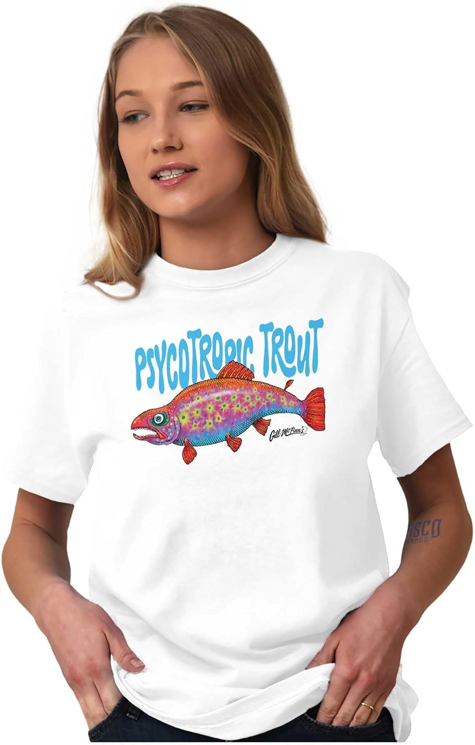 image:imageBrisco Brands Gill McFinns Psychotropic Trout Graphic T Shirt Men or WomenWhite